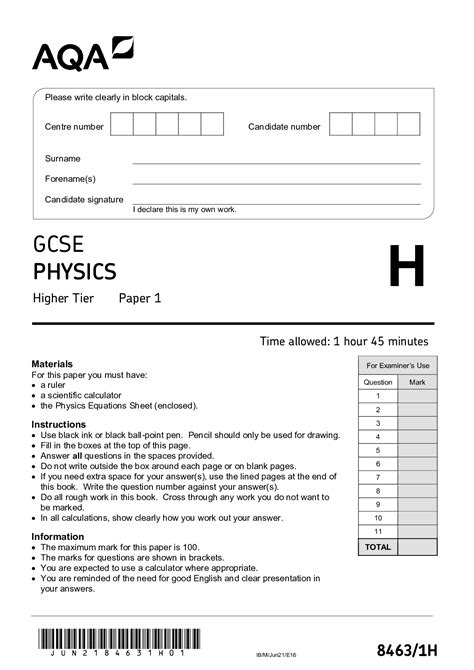 AQA <b>GCSE</b> <b>Physics</b> Spec at a Glance. . Gcse physics 2022 paper